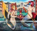 Painting by Maria Kononov from 2024 called "Venice Mermaids"