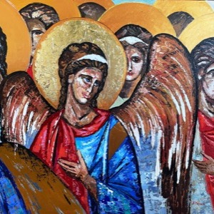 Painting by Maria Kononov from 2022 called "Saints"