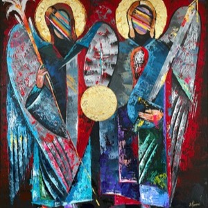 Painting by Maria Kononov from 2023 called "Archangels"