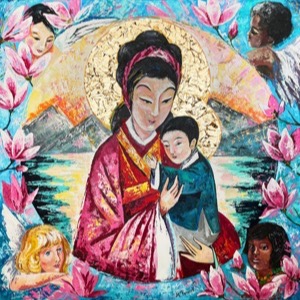 Painting by Maria Kononov from 2023 called "Madonna Oriente"