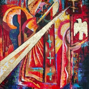 Painting by Maria Kononov from 2023 called "Saint Nicholas"