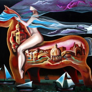 Painting by Maria Kononov from 2020 called "Наездница снов"