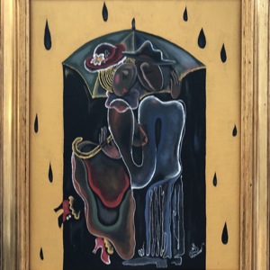 Painting by Maria Kononov from 2020 called "Gloden Rain"